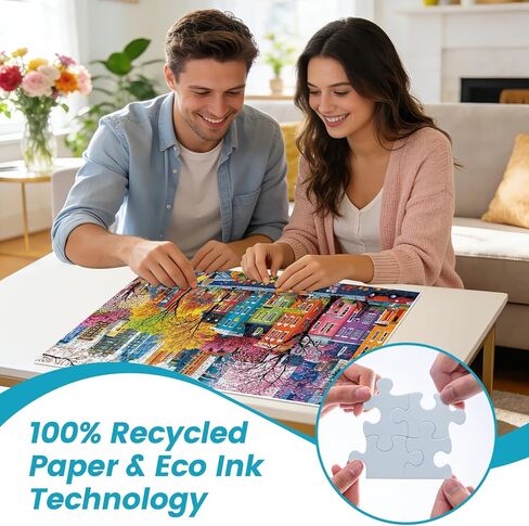 500 Piece Puzzles for Adults, Sparkling City Landscapes Puzzle for Teens Adults Seniors, Colorful Summer Street Jigsaw Puzzle 500 Pieces, Cute Puzzle with Letters on Back,Challenging Family Game Gifts in Saudi Arabia