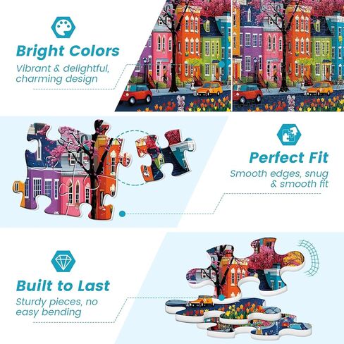 500 Piece Puzzles for Adults, Sparkling City Landscapes Puzzle for Teens Adults Seniors, Colorful Summer Street Jigsaw Puzzle 500 Pieces, Cute Puzzle with Letters on Back,Challenging Family Game Gifts in Saudi Arabia