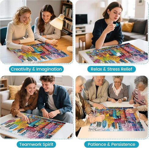 500 Piece Puzzles for Adults, Sparkling City Landscapes Puzzle for Teens Adults Seniors, Colorful Summer Street Jigsaw Puzzle 500 Pieces, Cute Puzzle with Letters on Back,Challenging Family Game Gifts in Saudi Arabia