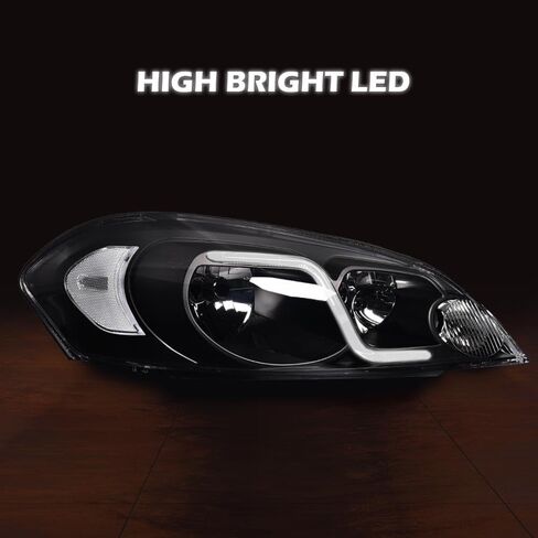 مصباح أمامي PIT66 LED، متوافق مع Chevy Impala 2006-2013/ Fit Impala Limited 2014-2016/ Fit Monte Carlo 2006-2007 ملحقات مجموعة المصابيح الأمامية DRL عدسات دخانية غطاء أسود عاكس شفاف in Kuwait