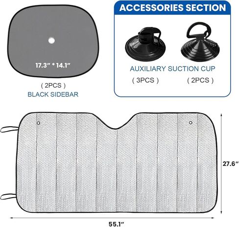 Sun Walker Car Windshield Sun Shade, UV Protection Auto Windscreen Shield Cover Heat Blocker, Foldable Front Window Sunshades for Most Sedans Trucks SUVs, Car Accessories in Saudi Arabia