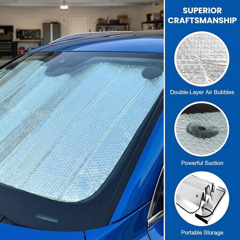 Sun Walker Car Windshield Sun Shade, UV Protection Auto Windscreen Shield Cover Heat Blocker, Foldable Front Window Sunshades for Most Sedans Trucks SUVs, Car Accessories in Saudi Arabia
