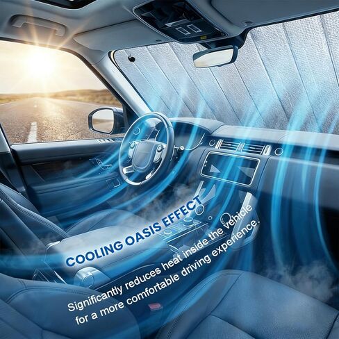 Sun Walker Car Windshield Sun Shade, UV Protection Auto Windscreen Shield Cover Heat Blocker, Foldable Front Window Sunshades for Most Sedans Trucks SUVs, Car Accessories in Saudi Arabia
