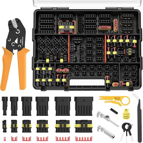 1330Pcs 63Sets Waterproof Automotive Electrical Connectors Kit, 1/2/3/4/5/6 Pin Wire Connectors, Automotive Plug Terminal Connector Kit with Crimping Tool, Silicone Seals for Car Motorcycle Wiring in Saudi Arabia