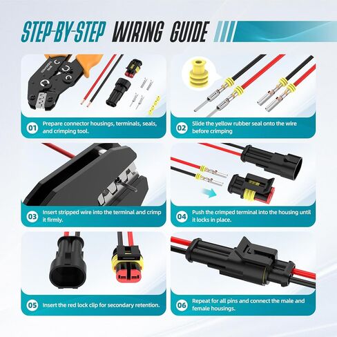 1330Pcs 63Sets Waterproof Automotive Electrical Connectors Kit, 1/2/3/4/5/6 Pin Wire Connectors, Automotive Plug Terminal Connector Kit with Crimping Tool, Silicone Seals for Car Motorcycle Wiring in Saudi Arabia
