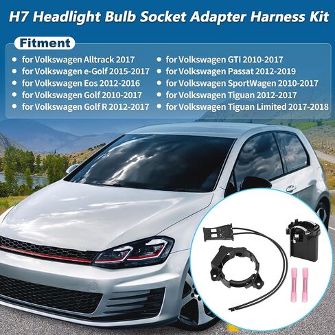 مجموعة أسلاك محول المصباح الأمامي Motoforti H7 لسيارة Volkswagen Golf GTI Passat للمصابيح الأمامية ومجموعة مشبك السرج لسيارة VW Tiguan Eos استبدال 5K0941109C A9068260282 in Kuwait