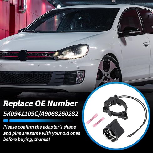 مجموعة أسلاك محول المصباح الأمامي Motoforti H7 لسيارة Volkswagen Golf GTI Passat للمصابيح الأمامية ومجموعة مشبك السرج لسيارة VW Tiguan Eos استبدال 5K0941109C A9068260282 in Kuwait