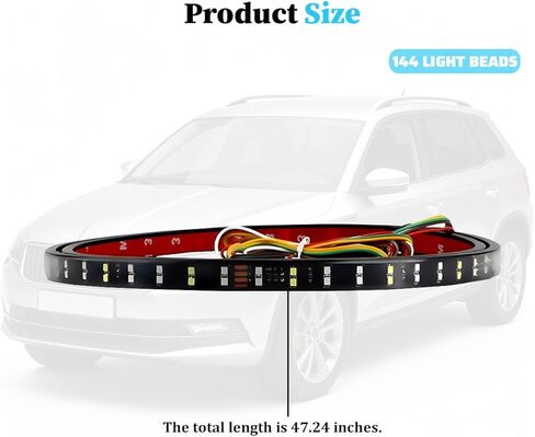 48" Truck Tailgate Light Strip, 144 LED 4 Function Vihicle Brake Running Turn Signal Light Rear Lighting Bar, Pickup Tail Strip Reverse Lamp, Universal for Trailer Truck Cargo Pickup in Saudi Arabia