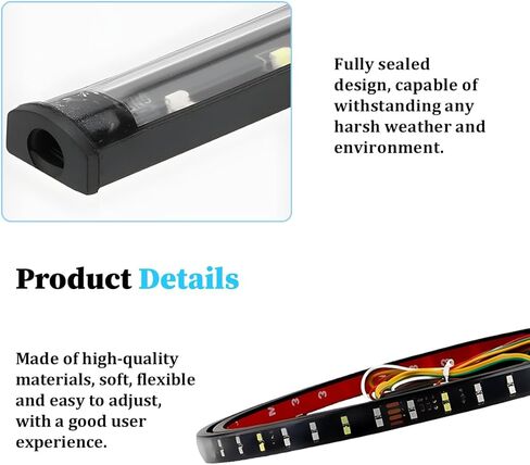 48" Truck Tailgate Light Strip, 144 LED 4 Function Vihicle Brake Running Turn Signal Light Rear Lighting Bar, Pickup Tail Strip Reverse Lamp, Universal for Trailer Truck Cargo Pickup in Saudi Arabia