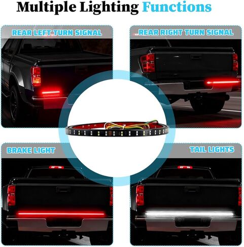 48" Truck Tailgate Light Strip, 144 LED 4 Function Vihicle Brake Running Turn Signal Light Rear Lighting Bar, Pickup Tail Strip Reverse Lamp, Universal for Trailer Truck Cargo Pickup in Saudi Arabia