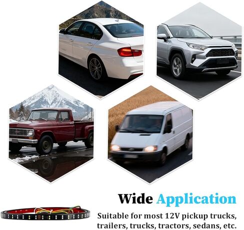 48" Truck Tailgate Light Strip, 144 LED 4 Function Vihicle Brake Running Turn Signal Light Rear Lighting Bar, Pickup Tail Strip Reverse Lamp, Universal for Trailer Truck Cargo Pickup in Saudi Arabia