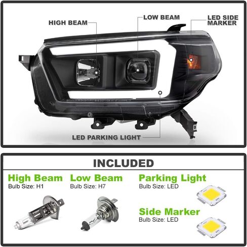 ACANII - For 2010-2013 Toyota 4Runner Black Housing LED Tube Projector Headlights Headlamps Assembly Pair Set Left+Right in Kuwait