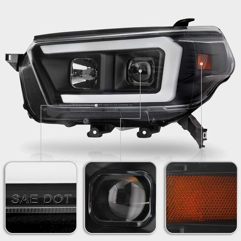 ACANII - For 2010-2013 Toyota 4Runner Black Housing LED Tube Projector Headlights Headlamps Assembly Pair Set Left+Right in Kuwait
