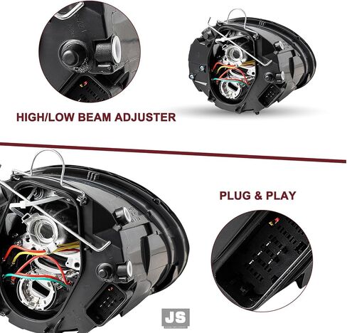 JSBOYAT Headlight Assembly Fit for 2006 2007 2008 2009 2010 Volkswagen VW Beetle, Driver & Passenger Side Halogen Headlamp with Chrome Housing, OEM Style in Saudi Arabia