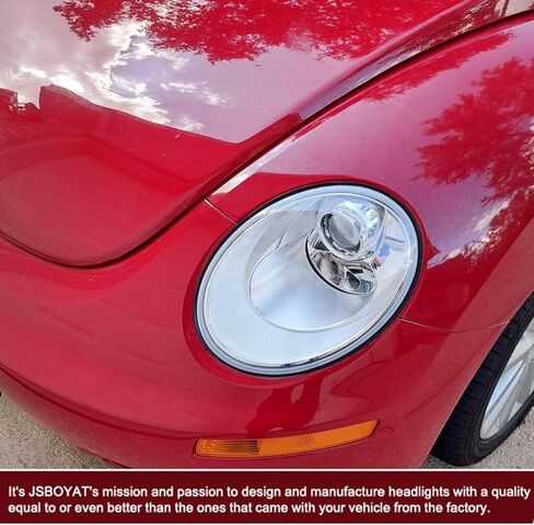 JSBOYAT Headlight Assembly Fit for 2006 2007 2008 2009 2010 Volkswagen VW Beetle, Driver & Passenger Side Halogen Headlamp with Chrome Housing, OEM Style in Saudi Arabia