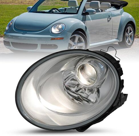 JSBOYAT Headlight Assembly Fit for 2006 2007 2008 2009 2010 Volkswagen VW Beetle, Driver & Passenger Side Halogen Headlamp with Chrome Housing, OEM Style in Saudi Arabia
