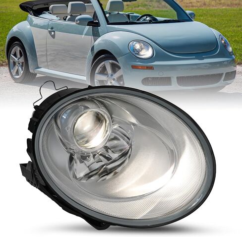 JSBOYAT Headlight Assembly Fit for 2006 2007 2008 2009 2010 Volkswagen VW Beetle, Driver & Passenger Side Halogen Headlamp with Chrome Housing, OEM Style in Saudi Arabia