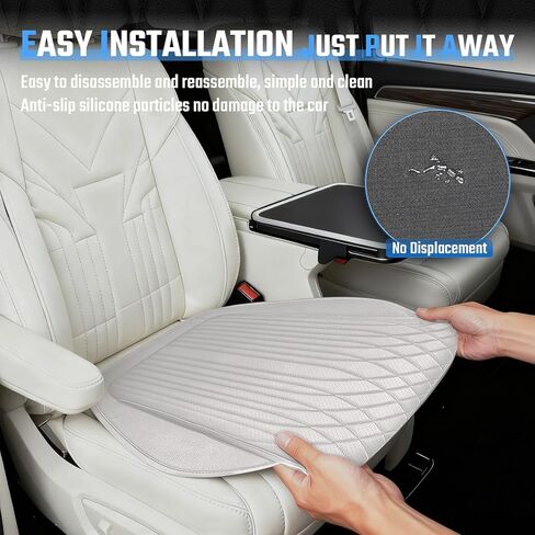 Universal Car Seat Cushion, Nappa Leather Ventilation Hole Breatheable Design for Driver Passenger, All-Season Anti-Slip Bottom Seat Cover,19.49in x 21.26in (1 Piece/White) in Saudi Arabia