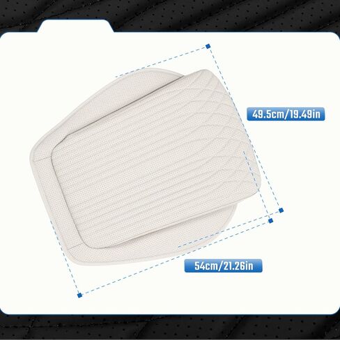 Universal Car Seat Cushion, Nappa Leather Ventilation Hole Breatheable Design for Driver Passenger, All-Season Anti-Slip Bottom Seat Cover,19.49in x 21.26in (1 Piece/White) in Saudi Arabia
