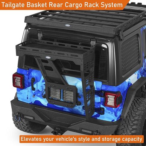 رف سلة البضائع للإطارات الاحتياطية من Hooke Road JL لأبواب 2018-2026 Jeep Wrangler JL 2/4، صينية تخزين البضائع الخلفية لمعدات الهبوط in Kuwait