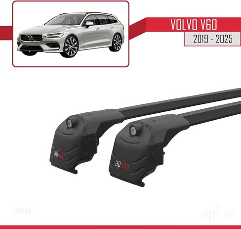 Compatible with Volvo V60 II 2018-2026 ACE-2 Model Car Roof Rack Cross Bar Black Aluminium 2 Bars in Saudi Arabia