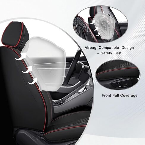 for Nissan Navara/Note/NP 300/e-NV200/NV200, Car Seat Covers Front Seat Waterproof Nonslip Front Protectors Breathable Interior Accessories,D/Black-Red in Saudi Arabia