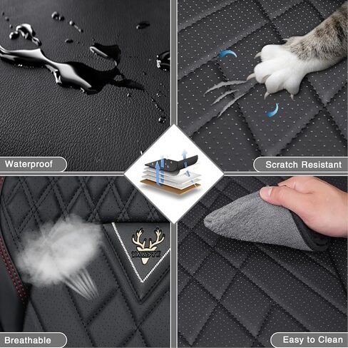 for Nissan Navara/Note/NP 300/e-NV200/NV200, Car Seat Covers Front Seat Waterproof Nonslip Front Protectors Breathable Interior Accessories,D/Black-Red in Saudi Arabia