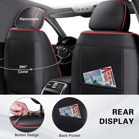 for Nissan Navara/Note/NP 300/e-NV200/NV200, Car Seat Covers Front Seat Waterproof Nonslip Front Protectors Breathable Interior Accessories,D/Black-Red in Saudi Arabia