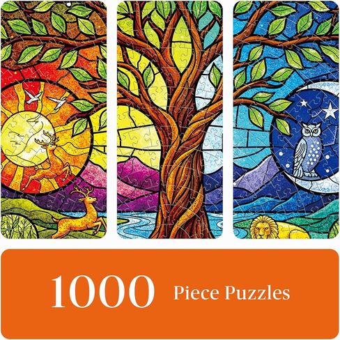 1000 Piece Round Jigsaw Puzzle for Adults - Stained Glass Yin Yan Tree of Life, 26.8" Diameter - Brain Challenge & Stress Relief, Ideal Mindful Gift for Family Night, Artistic Wall Decor in Saudi Arabia