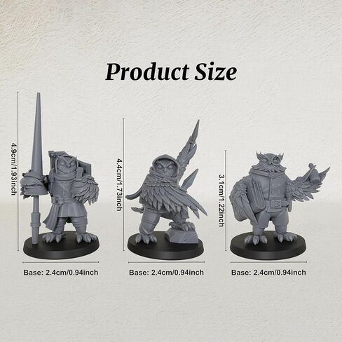 مقياس 25 مم من الراتنج غير المطلي Owlfolk Knight، Mage & Scout for DND Minis، لعبة Fantasy Tabletop RPG، شخصية TTRPG Dungeon Masters، مجموعة 3 قطع من Avian Adventurers Party - Owlfolk Allies (AS965) in Kuwait