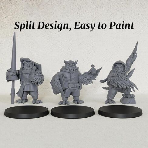 مقياس 25 مم من الراتنج غير المطلي Owlfolk Knight، Mage & Scout for DND Minis، لعبة Fantasy Tabletop RPG، شخصية TTRPG Dungeon Masters، مجموعة 3 قطع من Avian Adventurers Party - Owlfolk Allies (AS965) in Kuwait