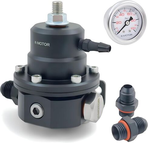 KMOTOR Fuel Pressure Regulator 6AN EFI Return Adjustable (30-90 PSI) Black in Kuwait
