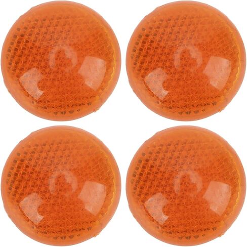 Stick on Orange Reflector Circle, 4 Set 1.65in Orange Round Reflector Reflective Sticker High Visibility Warning Weatherproof for Motorcycle Car Truck Trailer in Kuwait