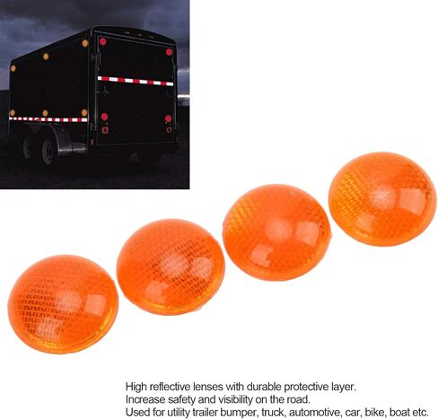 Stick on Orange Reflector Circle, 4 Set 1.65in Orange Round Reflector Reflective Sticker High Visibility Warning Weatherproof for Motorcycle Car Truck Trailer in Kuwait