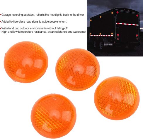 Stick on Orange Reflector Circle, 4 Set 1.65in Orange Round Reflector Reflective Sticker High Visibility Warning Weatherproof for Motorcycle Car Truck Trailer in Kuwait