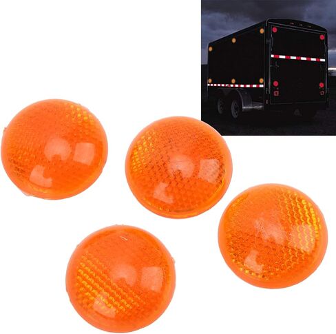 Stick on Orange Reflector Circle, 4 Set 1.65in Orange Round Reflector Reflective Sticker High Visibility Warning Weatherproof for Motorcycle Car Truck Trailer in Kuwait