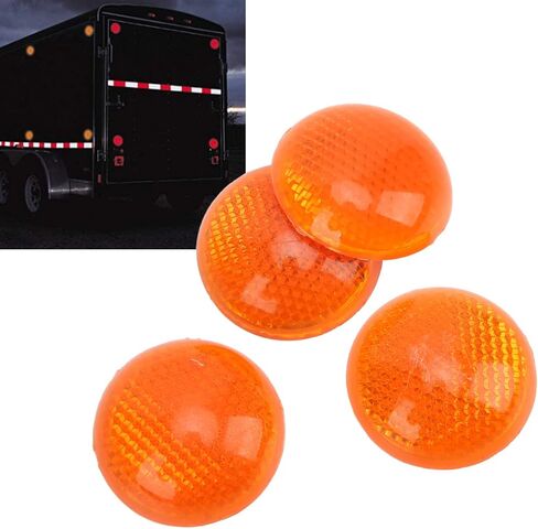 Stick on Orange Reflector Circle, 4 Set 1.65in Orange Round Reflector Reflective Sticker High Visibility Warning Weatherproof for Motorcycle Car Truck Trailer in Kuwait