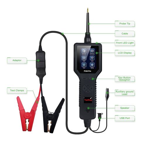 TopDiag P100 Pro Automotive Digital Multimeter Tester for 9-30v Car Circuit Tester (Black) in Saudi Arabia