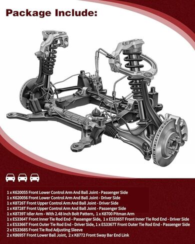 16Pcs Front Suspension Kit Fit For 1997-1999 For Ford For F-150,1997-1999 For Ford For Lobo,2002 For Lincoln For Blackwood,Front Upper Lower Control Arm Ball Joint Sway Bar End Link in Kuwait