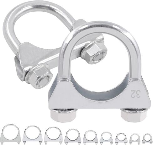 2-3/4" (70mm) Exhaust U Clamps, 2pcs, Silver, Automotive Exhaust Clamps in Kuwait