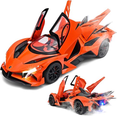 RZAPE Spray Project EVO Toy Cars 1/24 Diecast Cars Metal Car Carros De Coleccion,Model Car Kits for Adults and Boys,Pull Back Car with Lights and Sounds,Spray Toy Cars for Boys Age 3-12（Black） in Saudi Arabia