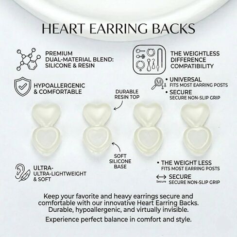 Silicone Earring Backs for Droopy Ears,AKRUWELRY 4PCS Rubber Earring Backs Lighweigh Earring Lifter Backings Replacements for Heavy Earrings Plastic Earring Support Backs in Kuwait