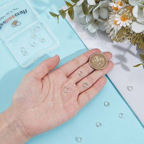 Beebeecraft 1 Box 30Pcs Locking Jump Rings 7.5mm Small 925 Sterling Silver Plated Round Split Jump Ring Open O Connector for Jewelry Making Charms Necklaces Pendants Bracelets DIY Crafts in Kuwait