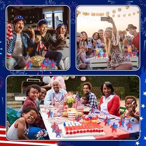 100 قطعة من Leinuosen DIY 3D 4th of July Stars Wood Crafts لطلاء 4 بوصة شرائح خشبية غير مكتملة قابلة للطلاء للحرف اليدوية، يوم المحاربين القدامى، يوم الذكرى، زخارف طاولة النجوم للرسم in Kuwait