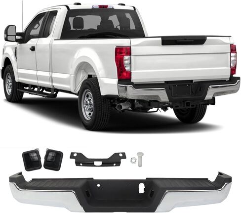 GXYWADY Chrome Rear Step Bumper Steel Replacement for F250 Super Duty 2017 2018 2019 without Parking in Kuwait