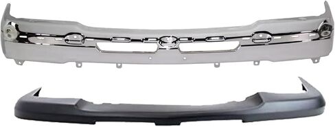AUTOS PARTS PLUS Front Bumper Chrome Steel + Upper Cover + Lower Valance + Extension Textured Direct Replacement Compatible With 2003-2006 Chevrolet Silverado 1500 GM1051110 GM1002416 GM1092200 in Saudi Arabia