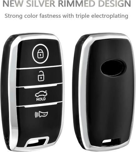 OFFCURVE Key Fob Cover for Kia, Key Fob Case Cover Holder for Kia Soul Optima Forte Sportage Sorento NIRO Rio Accessories Car Key Remote Case Shell Protector, Black in Kuwait