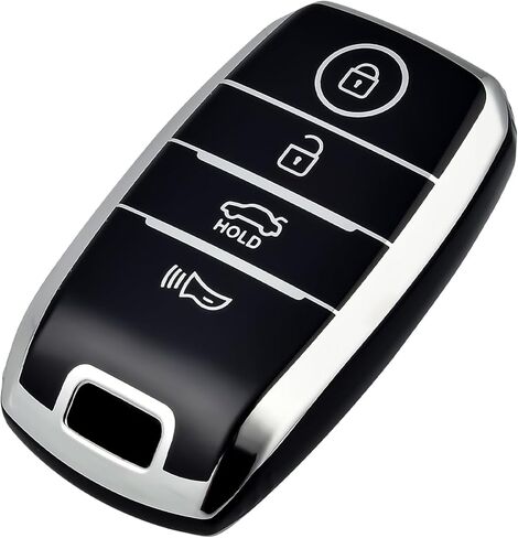 OFFCURVE Key Fob Cover for Kia, Key Fob Case Cover Holder for Kia Soul Optima Forte Sportage Sorento NIRO Rio Accessories Car Key Remote Case Shell Protector, Black in Kuwait