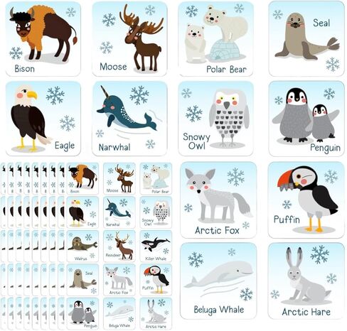 Joyful Artistry 180 Arctic Animal Stickers for Kids, Polar Animal Stickers, Arctic Animals Preschool, Winter Stickers, Winter Animal (Arctic Animals) in Saudi Arabia