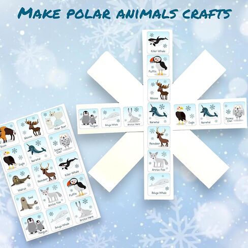 Joyful Artistry 180 Arctic Animal Stickers for Kids, Polar Animal Stickers, Arctic Animals Preschool, Winter Stickers, Winter Animal (Arctic Animals) in Saudi Arabia